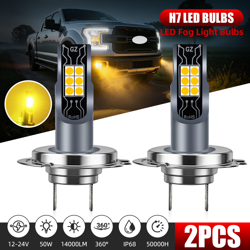Led Fog Light H11 3000K Yellow - 2 Pezzi Luci LED H11 14000LM