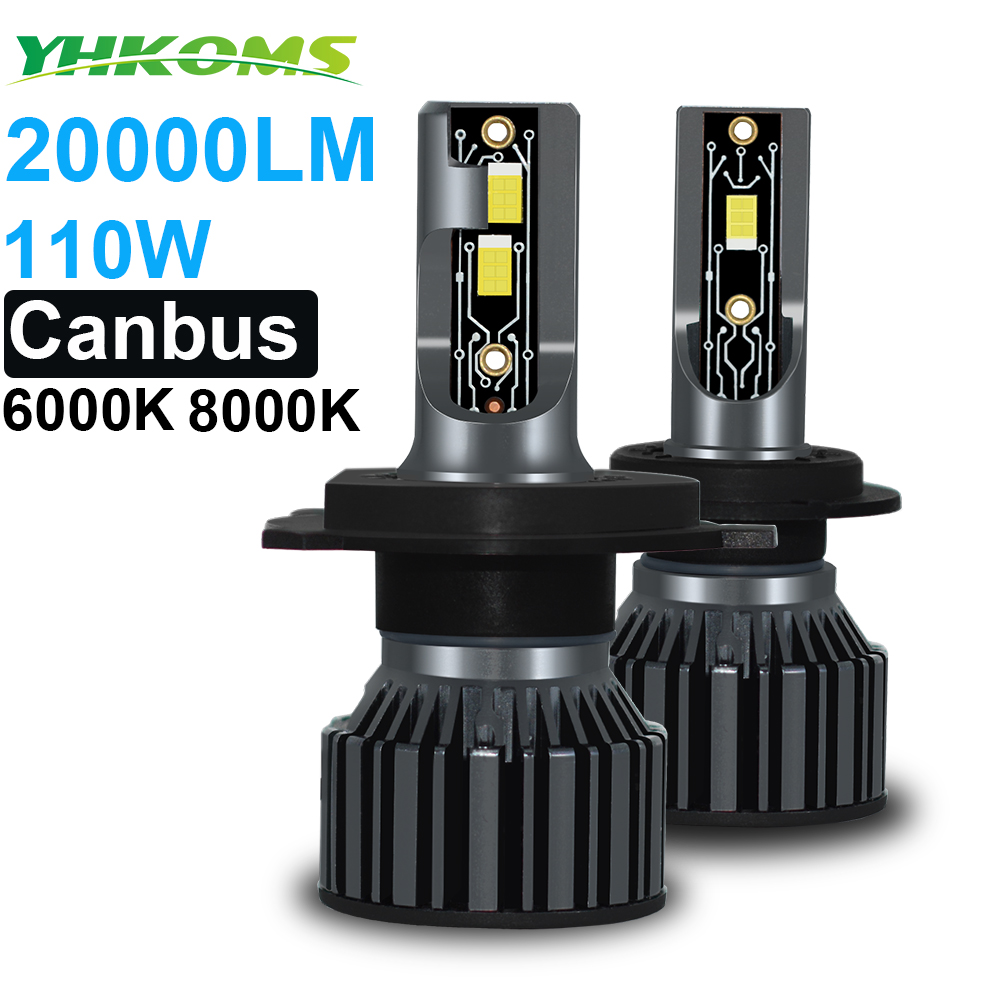 Led Headlight Bulb H7 20000Lm - YHKOMS Luci Auto Canbus H4 LED