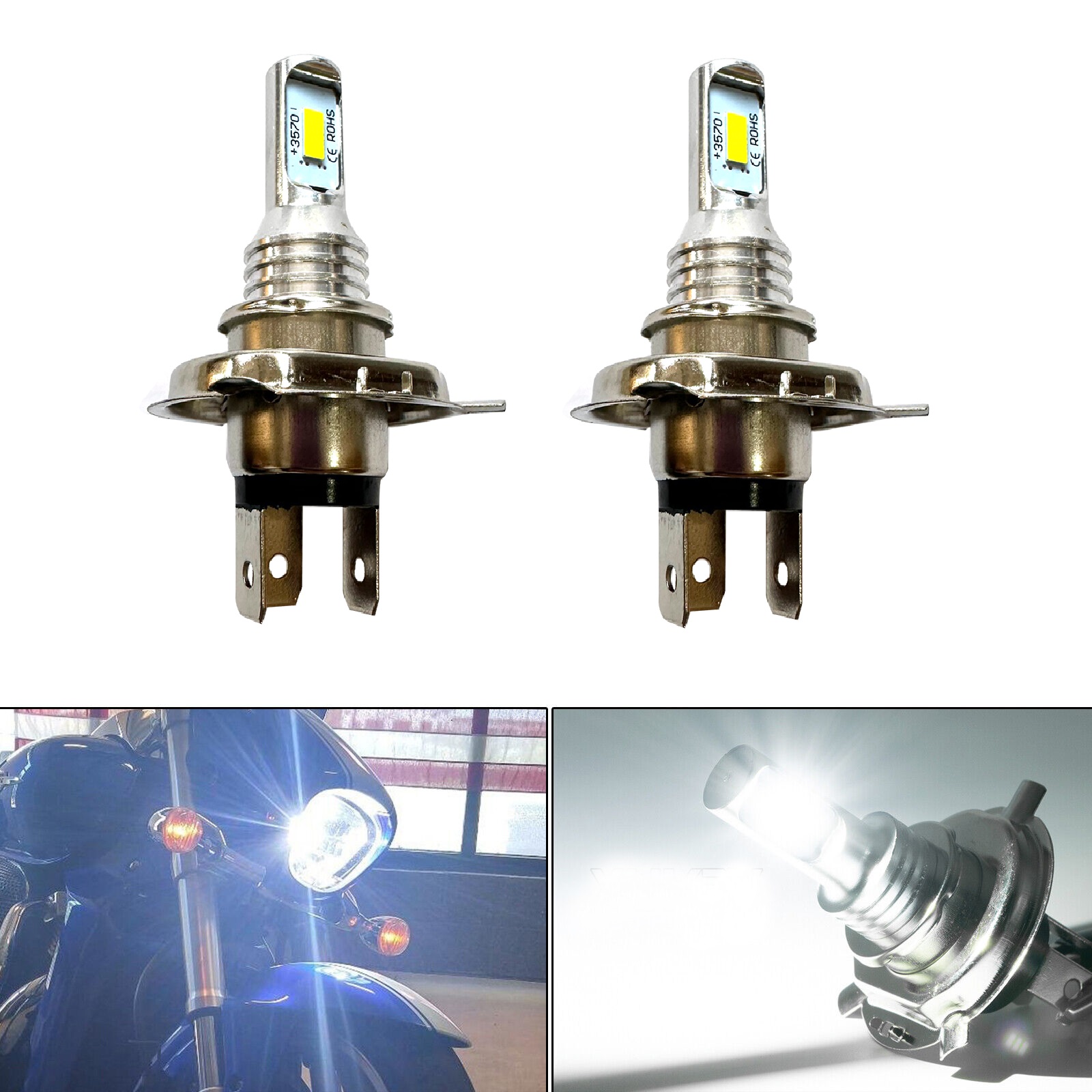 Motorcycle Led Headlight Bulb H4 - H4 12v Led Xenon Bianco Canbus