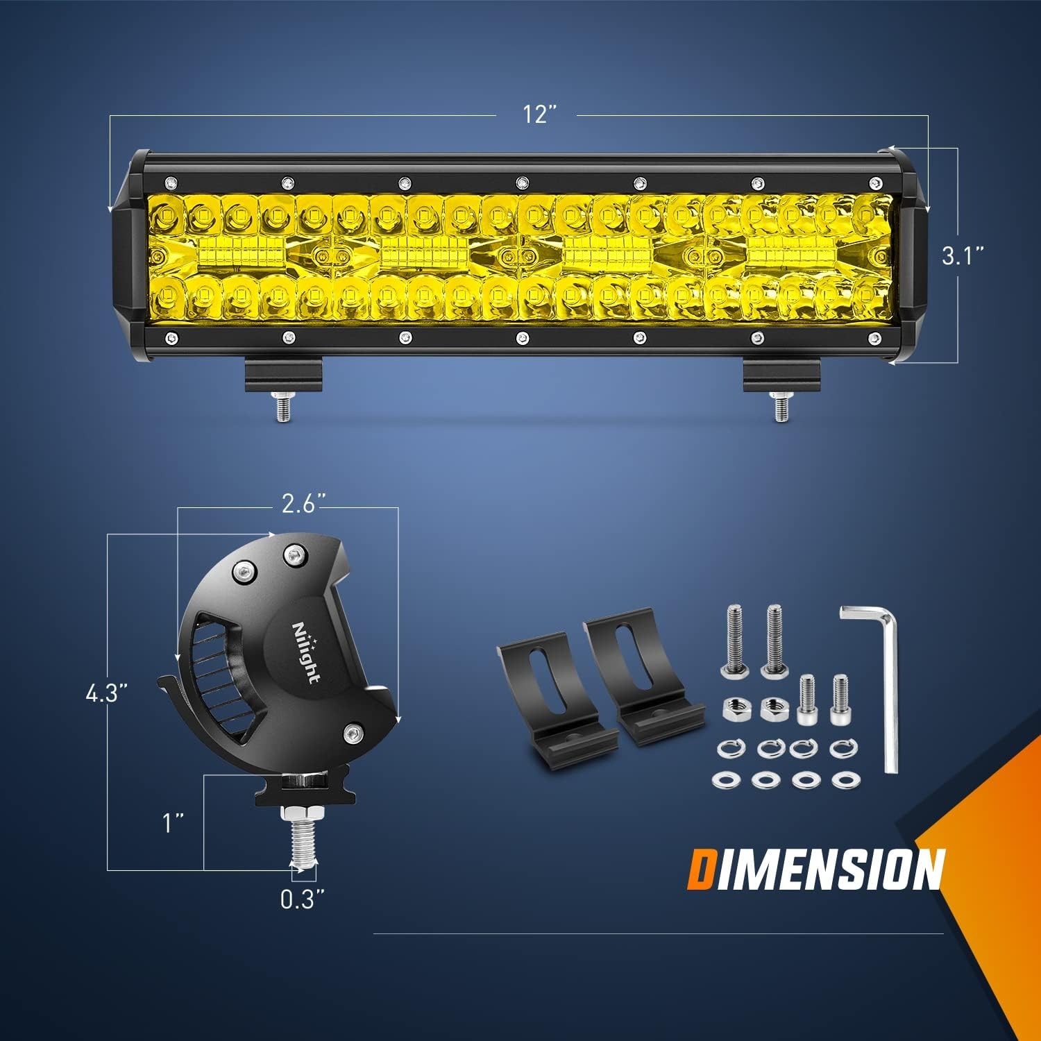 Barra Luminosa LED Ambra Nilig - Led Work Light Bar 12 Inch Offroad recensione e prezzo
