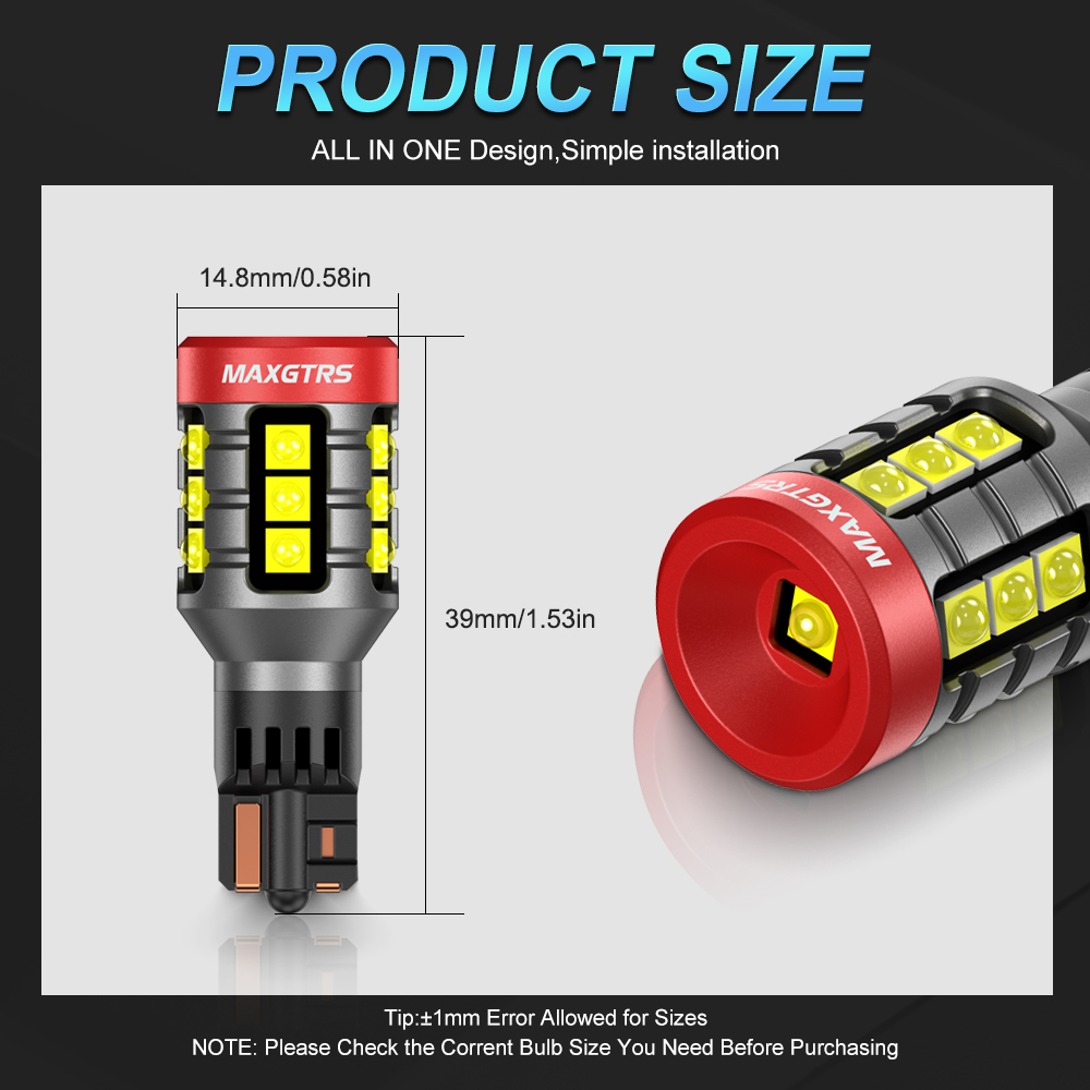 MAXGTRS 2x T15 LED Luce di Ret - Led Tail Light Bulb Canbus recensione e prezzo