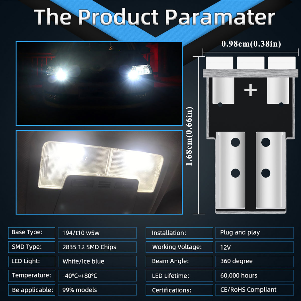 4 Pz T10 W5W Canbus 1206 12SMD - Led Tail Light Bulb Canbus recensione e prezzo