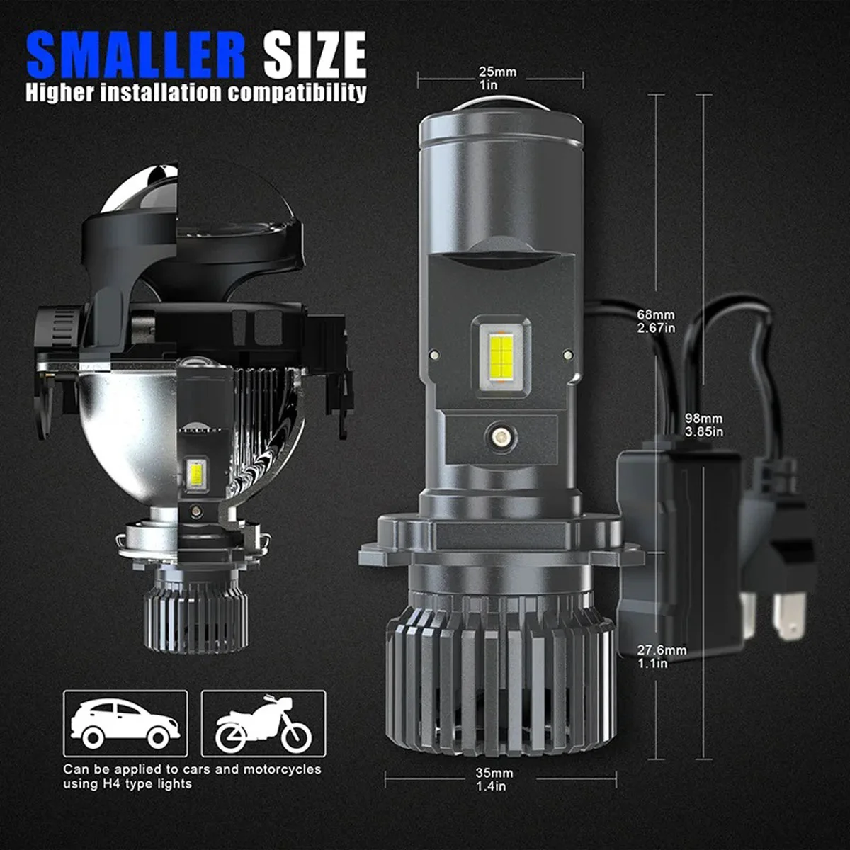 Fari LED H4 per Auto 120W con  - Led Headlight H4 Hi Lo 120W recensione e prezzo