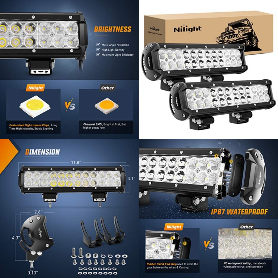 Barra Luminosa a LED 2 Pezzi 1 - Led Work Light Bar 12 Inch Offroad recensione e prezzo