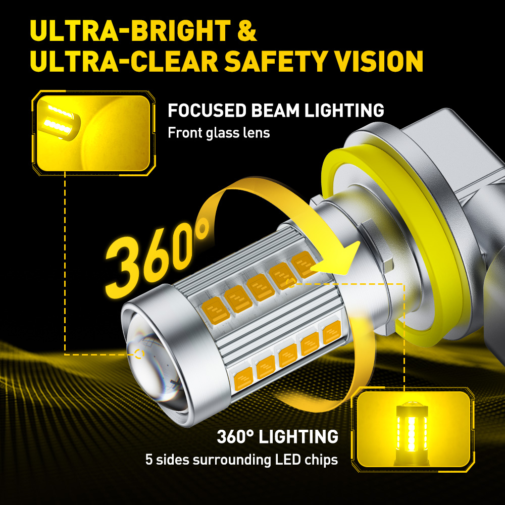 AUXITO 6G27 Fendinebbia H8 H9  - Led Fog Light H11 3000K Yellow recensione e prezzo